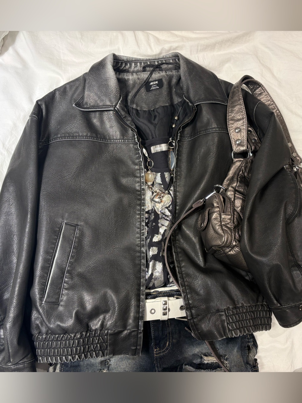 faux leather bomber jacket